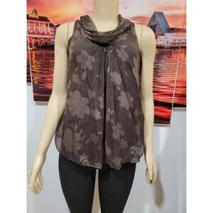 Carla Conti Brown Floral Silk Made In Italy Women's Top Tunic Blouse #C